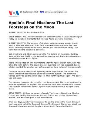 Apollo's Final Missions: the Last Footsteps on the Moon