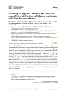 Psychological Impact of COVID-19 and Lockdown Among University Students in Malaysia: Implications and Policy Recommendations