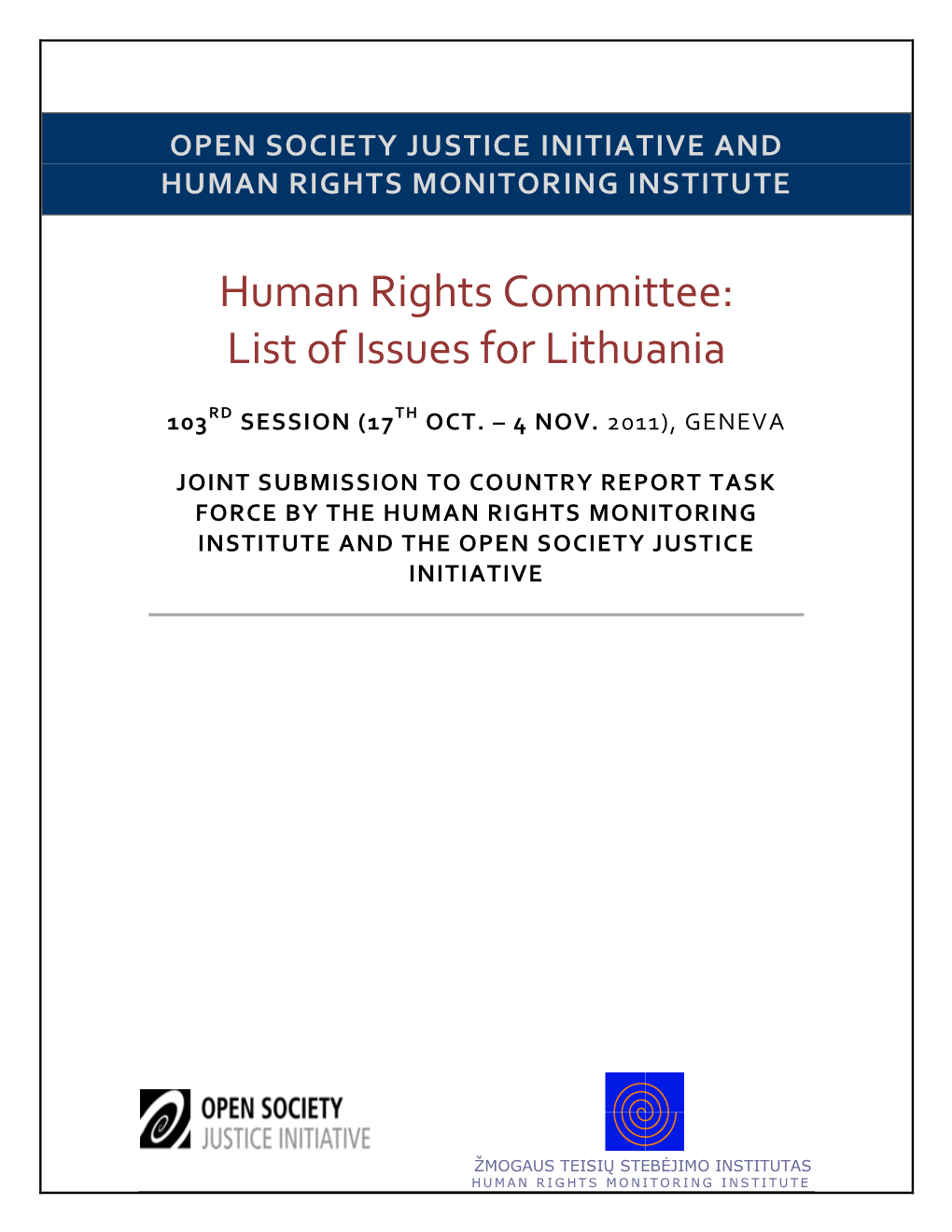 Human Rights Committee: List of Issues for Lithuania