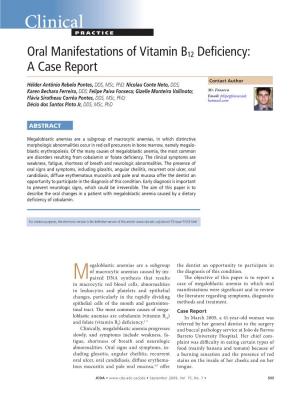 Oral Manifestations of Vitamin B12 Deficiency: a Case Report