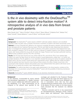 Is the in Vivo Dosimetry with the Onedoseplus