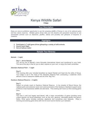 Kenya Wildlife Safari 8 Days