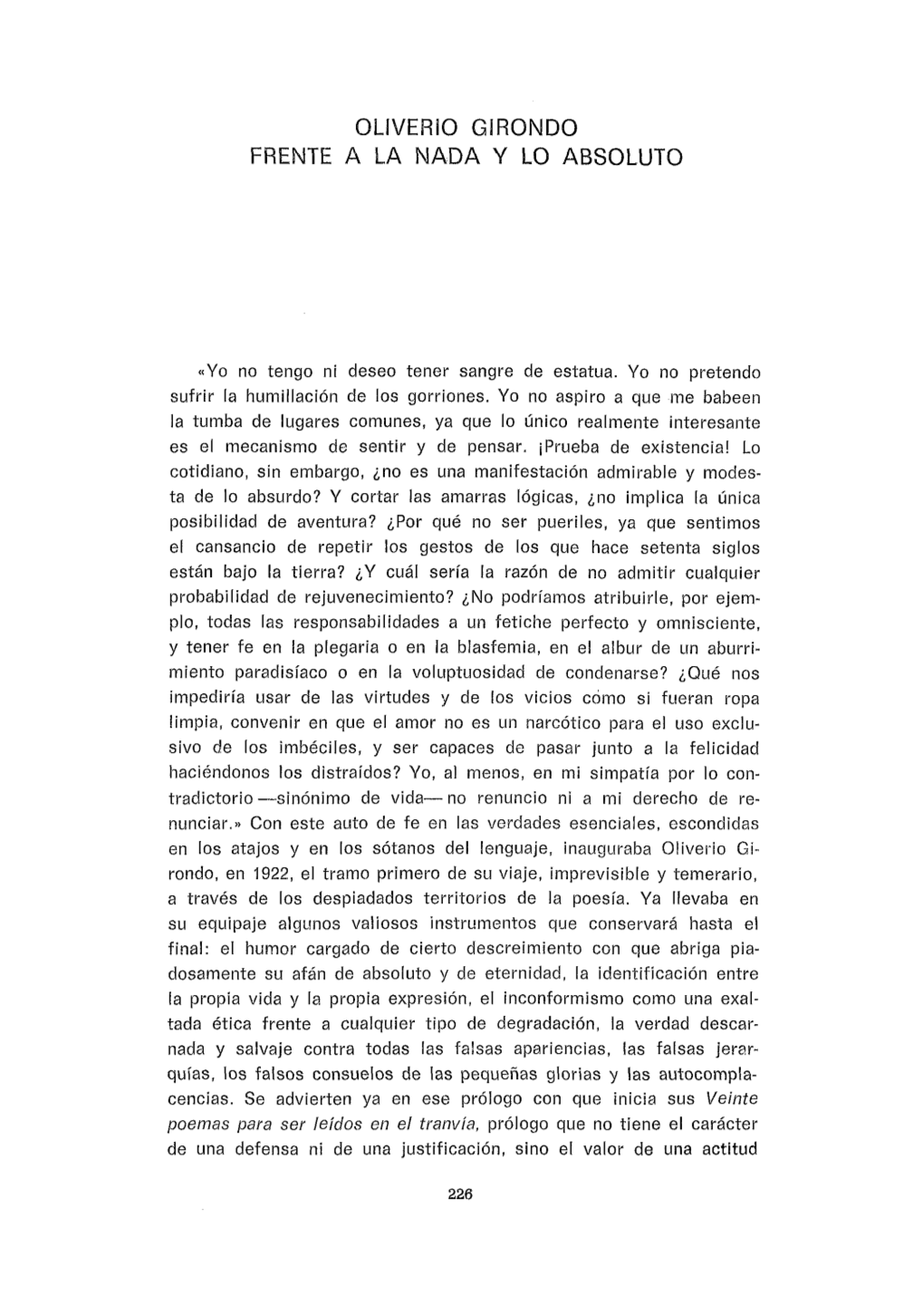 Pdf Oliverio Girondo Frente a La Nada Y Lo Absoluto / Olga Orozco Leer Obra