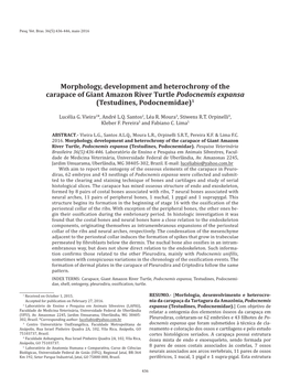Morphology, Development and Heterochrony of the Carapace of Giant Amazon River Turtle Podocnemis Expansa (Testudines, Podocnemidae)1