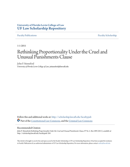 Rethinking Proportionality Under the Cruel and Unusual Punishments Clause John F