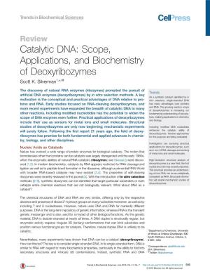 Catalytic DNA: Scope, Applications, and Biochemistry of Deoxyribozymes