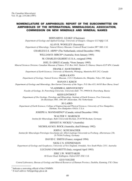 Nomenclature of Amphiboles: Report of the Subcommittee on Amphiboles of the International Mineralogical Association, Commission on New Minerals and Mineral Names