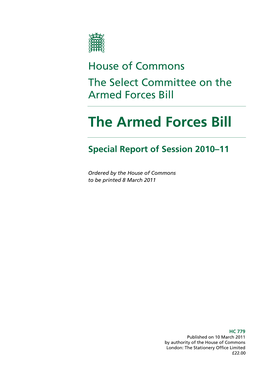 House of Commons the Select Committee on the Armed Forces Bill