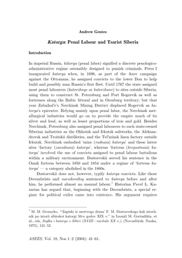 Katorga: Penal Labour and Tsarist Siberia