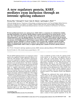 A New Regulatory Protein, KSRP, Mediates Exon Inclusion Through an Intronic Splicing Enhancer