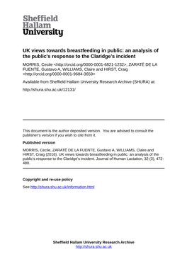UK Views Towards Breastfeeding in Public