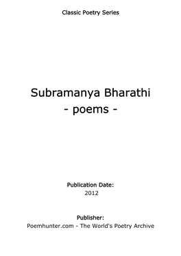 Subramanya Bharathi - Poems