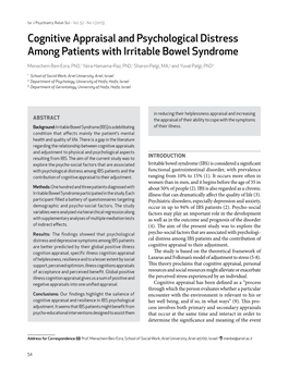 Cognitive Appraisal and Psychological Distress Among Patients with Irritable Bowel Syndrome