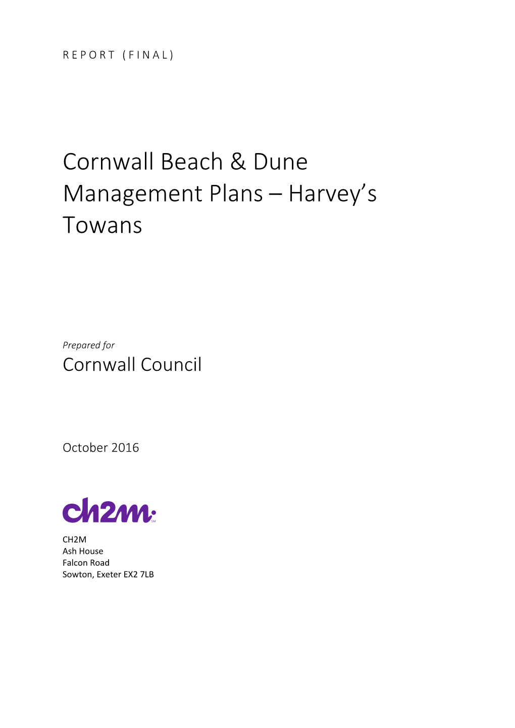 Cornwall Beach & Dune Management Plans – Harvey's Towans