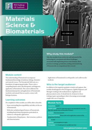 Materials Science and Biomaterials