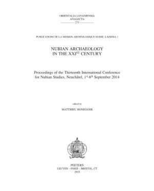 Nubian Archaeology in the Xxist Century