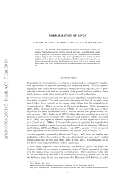 Arxiv:0904.3561V3 [Math.AC] 7 Jun 2010 Special Algorithms for That Case (Ford, 1987; Cohen, 1993)