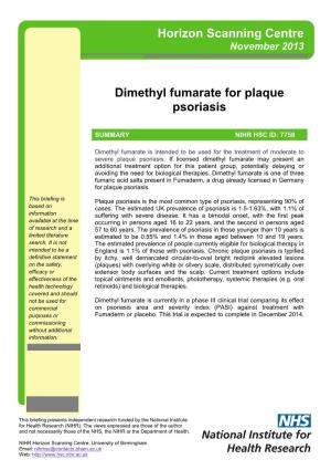 Dimethyl Fumarate for Plaque Psoriasis