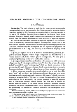 Separable Algebras Over Commutative Rings
