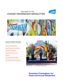Choose Framingham Newsletter