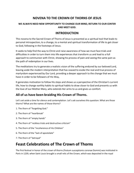 Feast Celebrations of the Crown of Thorns