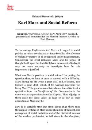 Eduard Bernstein (1897) Karl Marx and Social Reform