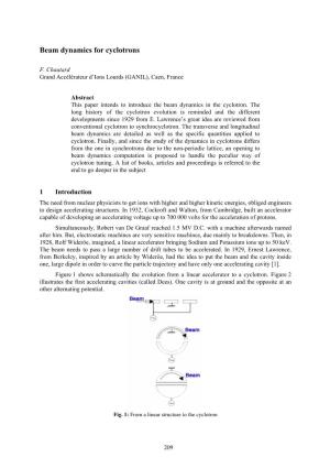 Beam Dynamics for Cyclotrons