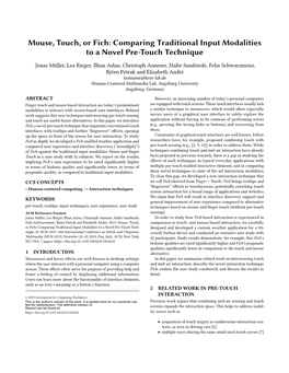 Mouse, Touch, Or Fich: Comparing Traditional Input Modalities to a Novel Pre-Touch Technique