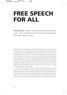 FREE SPEECH for ALL Aryeh Neier