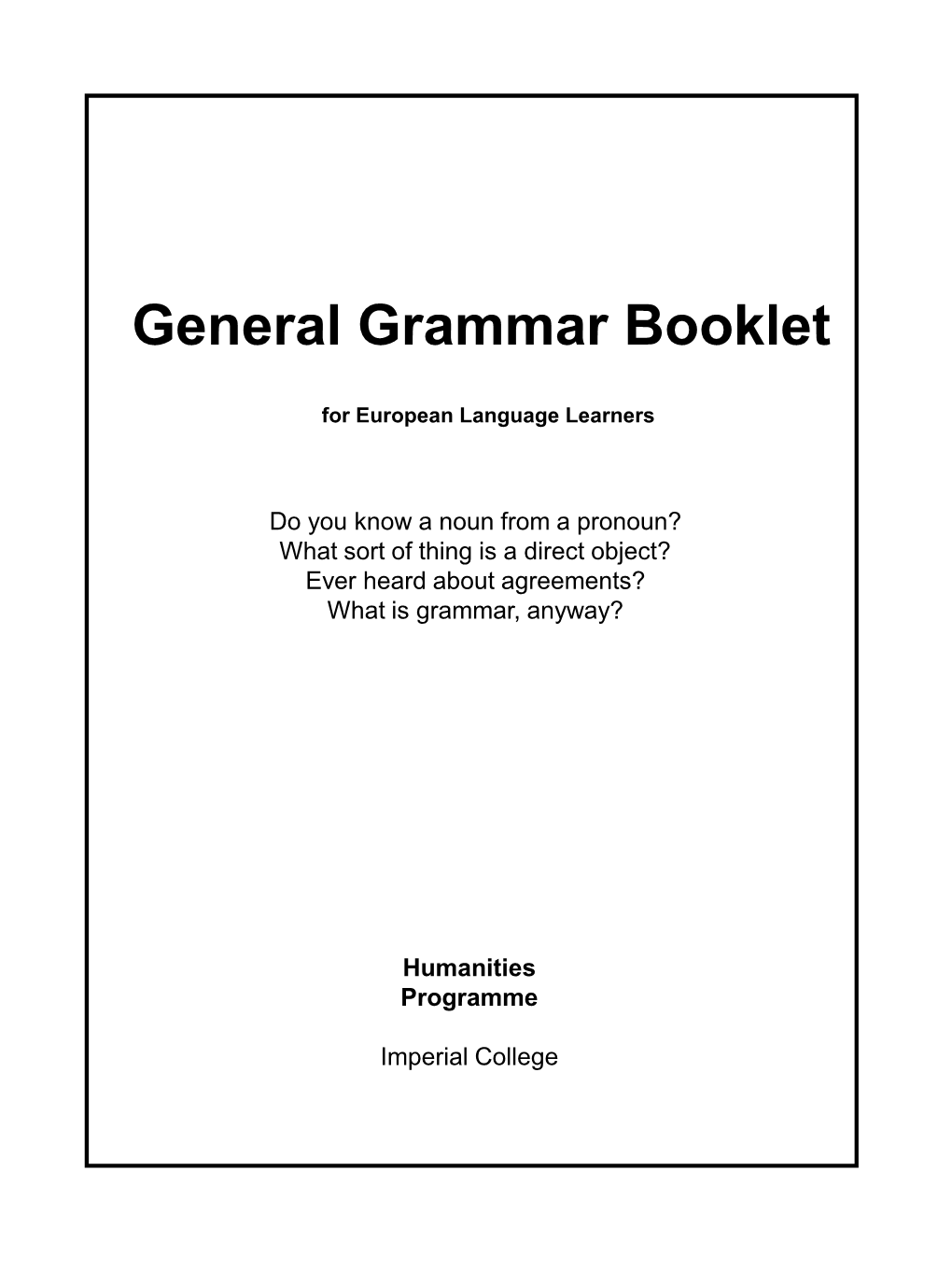 Grammar Booklet