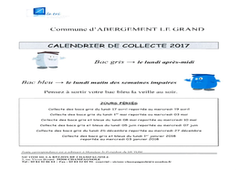 Commune D'abergement LE GRAND CALENDRIER DE COLLECTE 2OI7