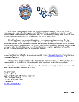 OJC-Law Enforcement Academy Application