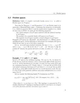 1.2 Fréchet Spaces