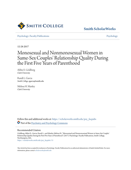 Monosexual and Nonmonosexual Women in Same-Sex Couples’ Relationship Quality During the First Five Years of Parenthood Abbie E