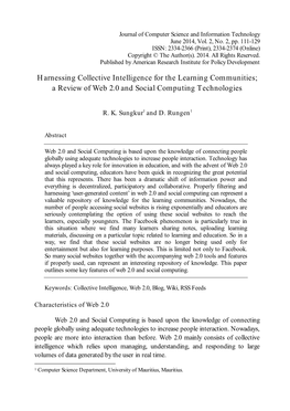 Harnessing Collective Intelligence for the Learning Communities; a Review of Web 2.0 and Social Computing Technologies