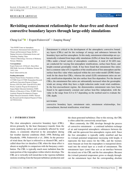 Revisiting Entrainment Relationships for Shear‐Free and Sheared
