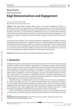 Kogi Demonstratives and Engagement Dominique Knuchel* Research Article Openaccess