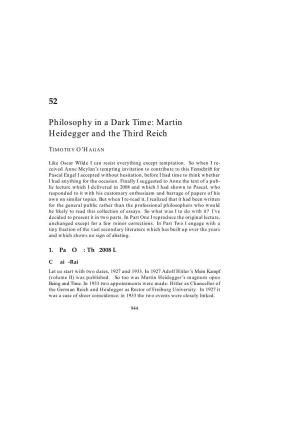 52 Philosophy in a Dark Time: Martin Heidegger and the Third Reich