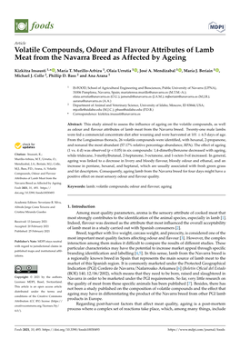 Volatile Compounds, Odour and Flavour Attributes of Lamb Meat from the Navarra Breed As Affected by Ageing