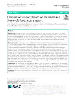 Fibroma of Tendon Sheath of the Hand in a 3-Year-Old Boy: a Case Report