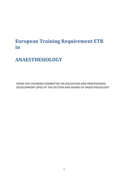 European Training Requirements in Anaesthesiology.Pdf