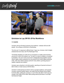 Univision to Lay Off 6% of Its Workforce