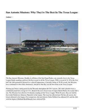 San Antonio Missions: Why They're the Best in the Texas League