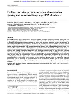 Evidence for Widespread Association of Mammalian Splicing and Conserved Long-Range RNA Structures