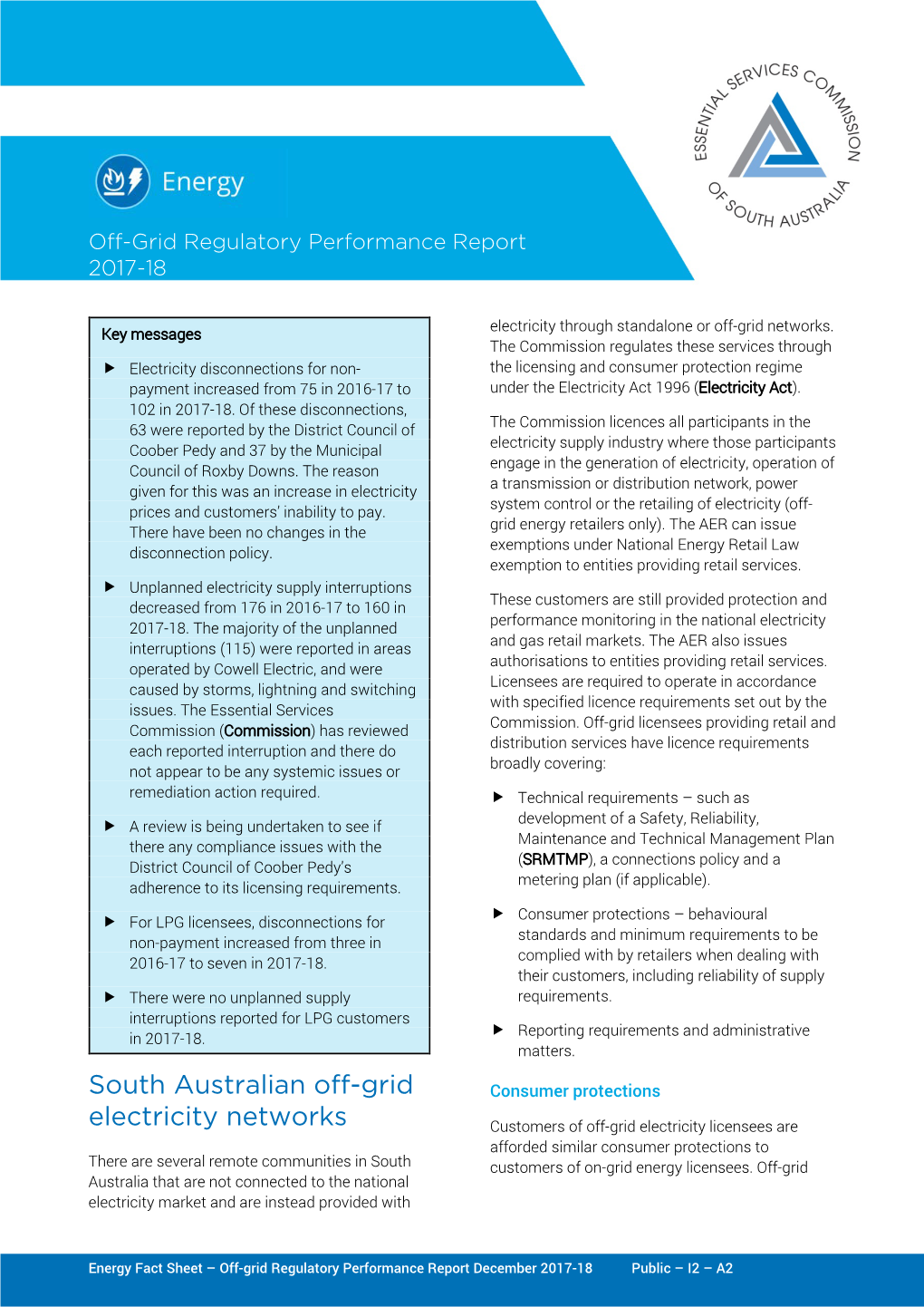 South Australian Off-Grid Electricity Networks