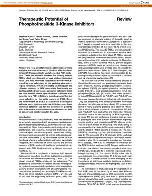 Review Therapeutic Potential of Phosphoinositide 3-Kinase Inhibitors
