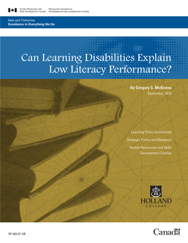 Can Learning Disabilities Explain Low Literacy Performance?