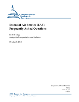 Essential Air Service (EAS): Frequently Asked Questions