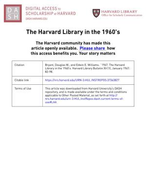 The Harvard Library in the 1960'S