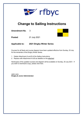 Change to Sailing Instructions